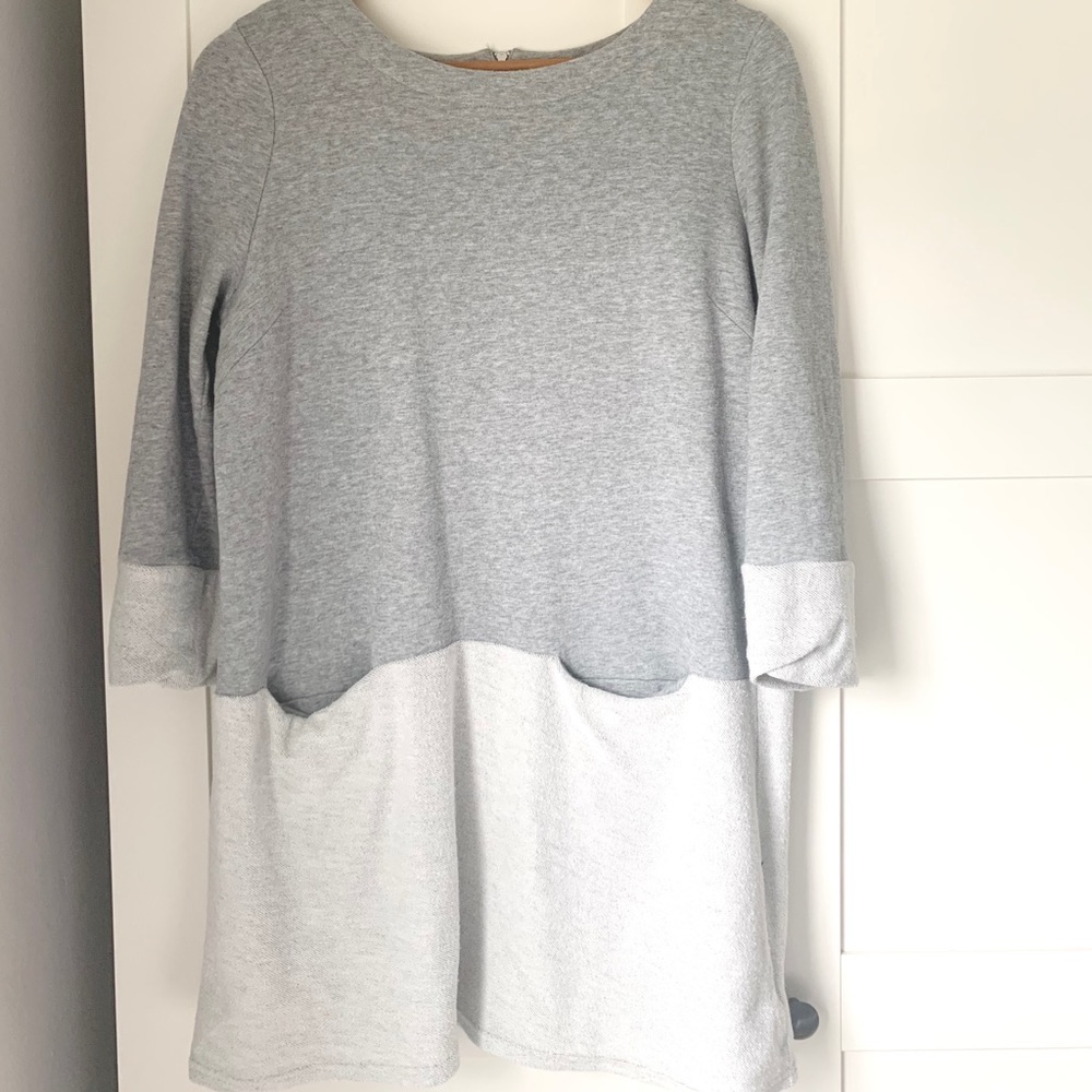 Grey Sweatshirt Colorblock Dress